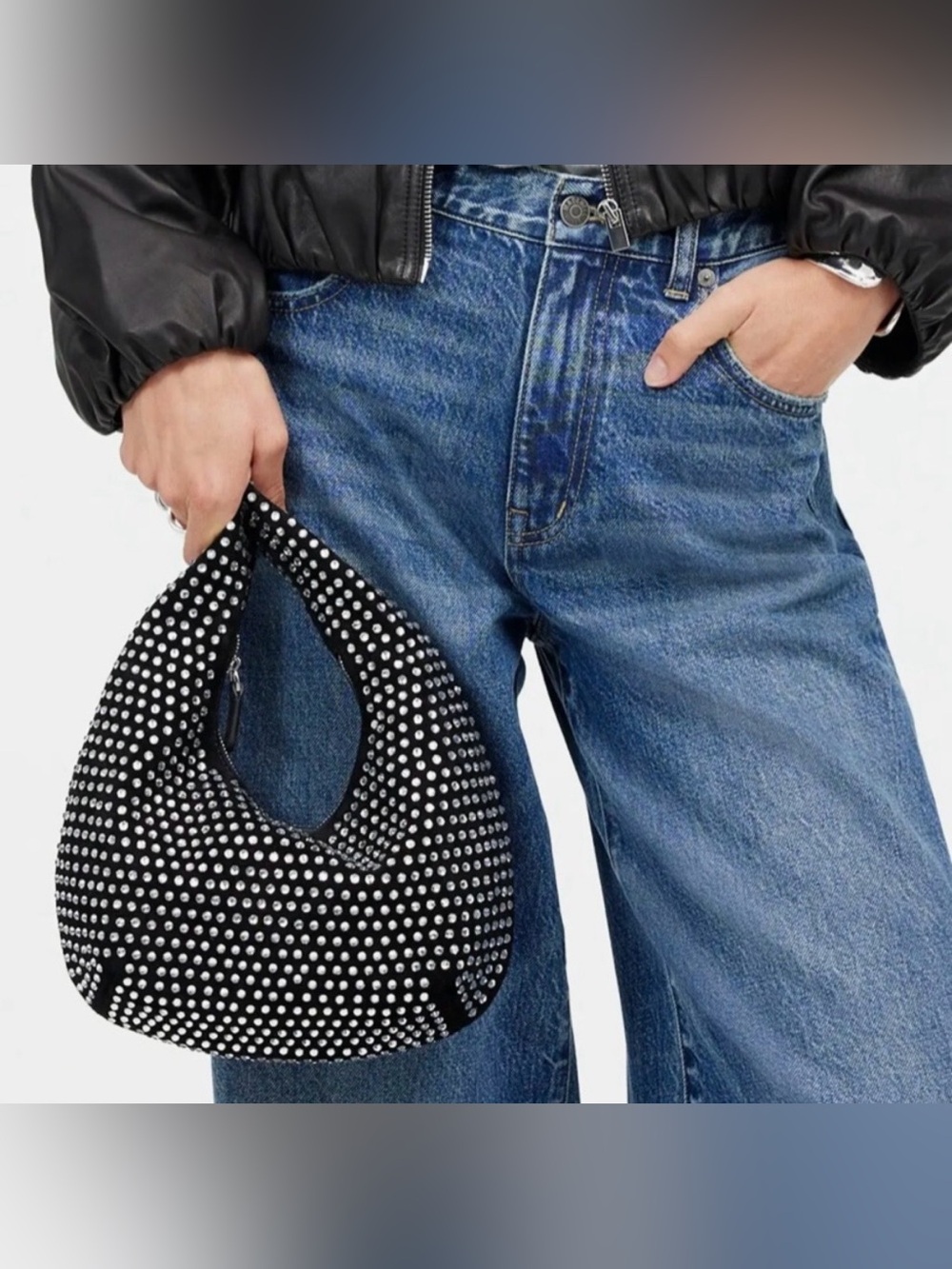 Madewell black suede crystal embellished bag - Picture 3 of 7